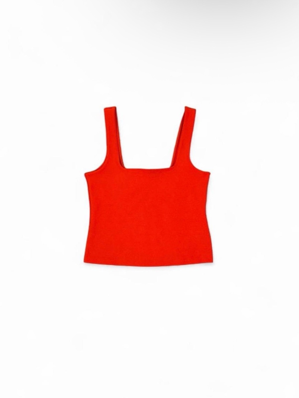 Zara Red Square-Neck Ribbed Tank